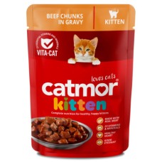 CATMOR KITTEN BEEF CHUNKS IN GRAVY